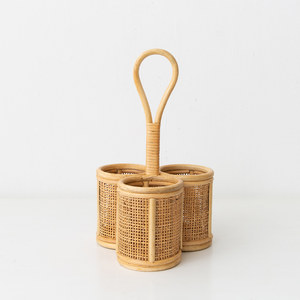 Restaurant silverware holders hand-crafted rattan utensil holder <b>rack</b> <b>storage</b> caddy basket - Product Image 4