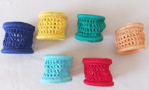 servilleteros de ganchillo hechos a mano, anillos para servilletas coloridos. Algodón - Product Image 3