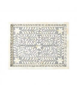 Grand plateau de service en résine de conception florale rectangulaire de qualité supérieure fait à la main incrustation d'os pour la décoration de la maison et de la cuisine - Product Image 5