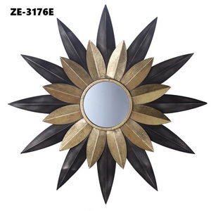 Miroir mural en forme de soleil plaqué or, décoration artistique glamour de style hollywoodien, design circulaire pour le salon, décoration intérieure ZE-3176T - Product Image 2