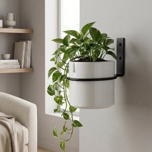Pots de fleurs modernes en fer, revêtement poudré blanc, ronds, résistants à la rouille, légers, grands, pour jardin intérieur/extérieur - Product Image 1