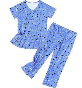 Women's 2 Piece <b>Cherry</b> Print Pajama Set V Neck Knitted Cotton Sleepwear Sweet Style All Seasons Breathable Regular Fit - Product Image 6