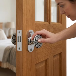 Pomo de Puerta Redondo Moderno de Aleación de Zinc con Patrón Blanco y Negro para Muebles de Dormitorio, Diseño Ajustable, Duradero y Ecológico - Product Image 2