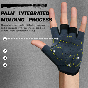 Gants de cyclisme sportifs professionnels respirants à demi-doigts avec rembourrage de sécurité, absorption des chocs et fermeture auto-agrippante antidérapante pour - Product Image 6