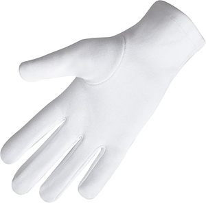 Gants maçonniques jaunes avec compas carré et broderie G, fabriqués en 100 % coton - Product Image 4