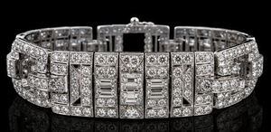 Pulsera de tenis Art Deco con circonitas, cadena de aleación de cobre chapada en rodio, joyería de corte brillante redondo para mujer - Product Image 1
