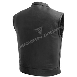 Chaleco de cuero vacuno 100% genuino para hombre con múltiples bolsillos, chaleco de cuero para motociclista, chaleco de cuero para motocicleta - Product Image 6