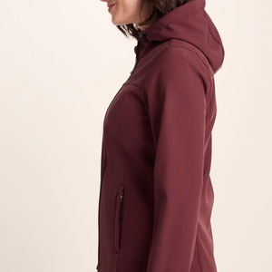 Nouvelle veste softshell longue pour femme, coupe-vent, chaude, avec poches, logo brodé, en spandex, à capuche, pour l'extérieur - Product Image 5