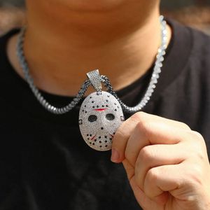 Collier pendentif Briva Jewels Jason Mask en or blanc pour hommes et femmes, Hip Hop, CZ Moissanite, diamant, argent plaqué or - Product Image 4