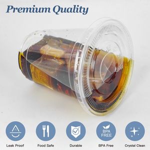 50 Set di Bicchieri di Plastica Trasparenti da 12 oz con Coperchi e Cannucce per Caffè Freddo, Frappè, Smoothie e Altre Bevande Fredde - Product Image 3