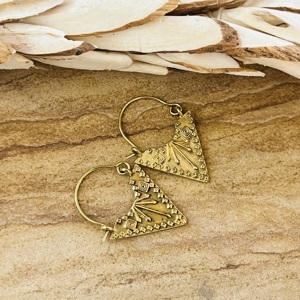 Pendientes de Aro Boho de Último Diseño, Joyería Tribal Bohemia de Latón para Mujer, Acabado de Latón Antiguo, Patrón Geométrico, para Fiesta - Product Image 1