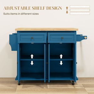 Isola da Cucina Moderna Portatile su Ruote con Piano in Rovere Turchese e MDF, Portaspezie, Portasciugamani e Cassetti - Product Image 5