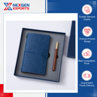Nexgen Exports exhibe un juego de regalo de cuadernos portátiles de tapa dura de cuero PU de primera calidad con serigrafía, del más alto estándar.