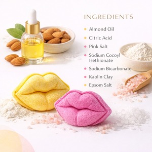 Bombes de bain en forme de lèvres, personnalisées, mignonnes, à base de plantes, faites à la main, pour le bain, soins végétaliens pour la peau, relaxantes, OEM disponible, boule de bain - Product Image 4