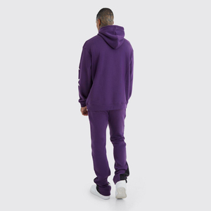 Survêtement à capuche imprimé étoiles violettes pour homme, streetwear, ensemble en coton long, coupe ample, tenue décontractée d'automne - Product Image 2