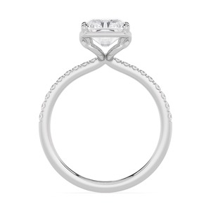 Bague solitaire en or rose 10 carats avec diamant de laboratoire radiant et rond taillé, sertie clos, Ethereal 3.22 ctw - Product Image 4