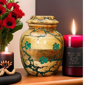 Hand Carved Paw Print Wooden Pet Urn <b>for</b> Dogs & Cats Eco-Friendly Cremation <b>Ashes</b> Casket - Product Image 2