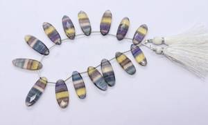 Perles de fluorite naturelle facettées de forme fantaisie, 9 pouces, perles de fluorite ovales multicolores, perles de fluorite pour la création de bijoux - Product Image 5