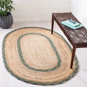 Tapis d'extérieur ovale tressé en jute et coton, fabriqué à la machine, antidérapant, de luxe, personnalisé pour balcon, table basse, chambre à coucher - Product Image 5