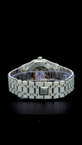 Reloj de lujo clásico de hip hop con esqueleto personalizado blanco, completamente cubierto de diamantes de moissanita redondos, elegante y lujoso para hombre, ideal para regalo. - Product Image 6