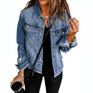 Chaqueta Vaquera de Invierno para Mujer, Forro de Algodón Transpirable, Impresión Personalizada, Servicio OEM, Manga Larga, Cierre de Botón, Alta Calidad - Product Image 1