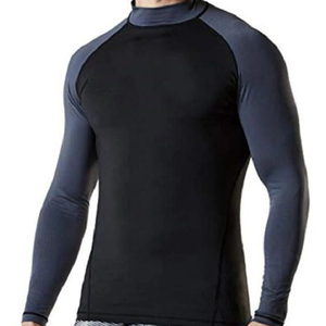 Haut de sport pour homme à manches longues, anti-UV, noir et gris, séchage rapide, en Spandex et Polyester, avec prix abordable et service OEM - Product Image 1