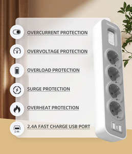 Materiales de Ingeniería para la Prevención de Incendios, Enchufe de Sobremesa Serie NOVA 2026, Nuevo Diseño, 3 Vías, 16A, Interruptor de Sobrecarga - Product Image 4