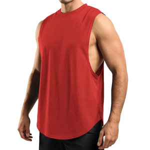 Nouveau débardeur tricoté rouge sans manches pour homme 2026, col rond, couleur unie, respirant, idéal pour l'entraînement et la gym - Product Image 3