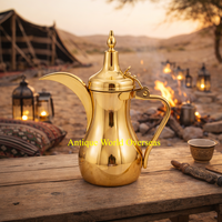 Cafetière arabe Dallah Raslan en acier inoxydable de qualité alimentaire, écologique, grande capacité, design saoudien, finition bicolore or et argent