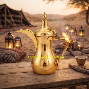 Dallah Raslan Arabic Coffee Pot Stainless Steel Food Grade Eco-Friendly Large Capacity Saudi Design Gold Silver Dual Tone Finish - Product Image 6