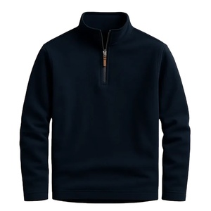Custom Men's <b>Mock</b> <b>Neck</b> Half Zip Sweatshirt Oversized Plain Cotton Fleece Streetwear Casual <b>Top</b> - Product Image 1