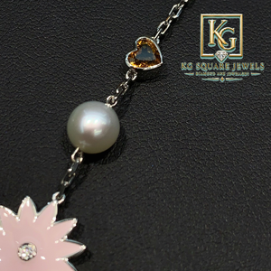 Collar con Colgante de Corazón Personalizado con Letra, Chapado en Rodio, Moissanita, Cadena con Dijes Esmaltados, Joyería con Cuentas de Piedras de Colores para Regalo o Fiesta - Product Image 3