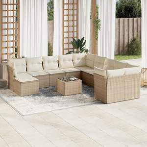 Conjunto de Sofá de Jardín de Ratán PE Resistente a los Rayos UV en Color Beige, Muebles de Exterior de Alta Calidad - Product Image 1