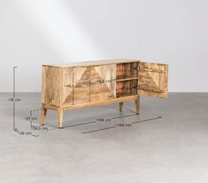 Buffet vintage en bois ancien récupéré, meuble TV à deux portes, motif géométrique, meuble de rangement pour salon - Product Image 6