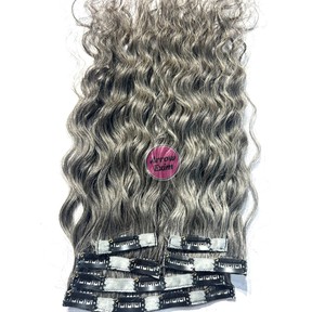 Extensions à clips Arrow Exim Gris Naturel 100% Remy Cheveux Indiens Vierges d'un Seul Donneur Double Trame Faite à la Machine Boucles à Tissage Simple Plus Claires - Product Image 4