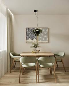 Juego de Mesa de Comedor de Madera Maciza con Sillas Tapizadas para Interiores Modernos de Hogares, Apartamentos y Hoteles - Product Image 1