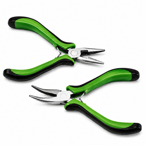 2 Piece Mini Needle Nose Bent Nose <b>Pliers</b> <b>Set</b> Green Black Handle Stainless Steel Jewelry Tools For DIY - Product Image 1