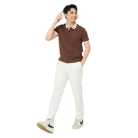 Polo pour homme avec patte contrastée 230gsm en mélange de coton épais, infroissable, marque privée premium