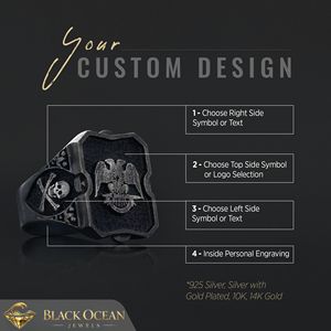 แหวนเมสัน BOJ รุ่น 048 แหวนสั่งทำพิเศษสำหรับทุกเพศ แหวนตราประทับฟรีเมสันแบบปรับแต่งได้ แหวนตราประทับมาสเตอร์เมสันเท็กซัส ฮิปฮอป สีเงิน ราคาประหยัด - Product Image 3