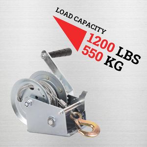 Treuil manuel robuste de 1200 lb avec câble en acier de 33 pieds et cliquet bidirectionnel pour remorque de bateau et VTT/UTV - Product Image 5