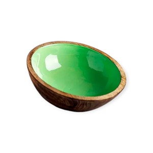 Bol en bois artisanal avec des illustrations en émail inspirées de l'océan bleu pour une utilisation unique à la table et en décoration - Product Image 2
