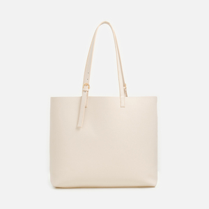 Bolso Tote de PU Crema, Estilo Minimalista, Abierto por Arriba, para Uso Diario, Todas las Temporadas, Bolso Tote para Mujer - Product Image 1