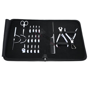 Kit d'outils pour extensions de cheveux noirs avec pinces à micro-anneaux, pinces à sertir, pinces à retirer les perles, outil à boucle et crochet, accessoires de coiffure - Product Image 1