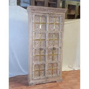 Vintage Wooden <b>Wardrobe</b> Cabinet Solid Wood Storage Armoire Hinged Door Bedroom Living Room Furniture - Product Image 1