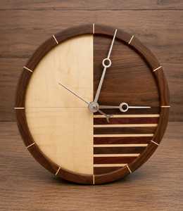 Handmade Wooden Wall <b>Clock</b> Round <b>Modern</b> Decorative Wood <b>Clock</b> for Home Office Living Room Decor - Product Image 1