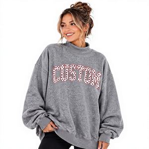 Sweat-shirt ample pour femme, col rond, manches longues, imprimé lettres, en coton et fibre de bambou respirant, style décontracté automne - Product Image 4