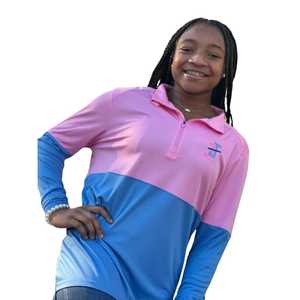 Pull décontracté bicolore à quart de zip pour femme Jack Jill, haut de performance color block, logo brodé personnalisé, vente en gros OEM - Product Image 1
