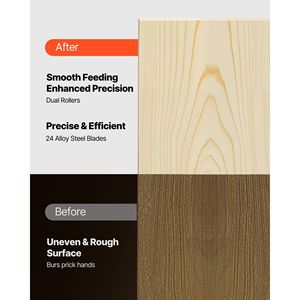 23 Inserts 2000W Woodworking Power Benchtop Planer 13-Inch <b>Worktable</b> with Spiral-Style Cutterhead 24 Inserts 2000W 23 - Product Image 3