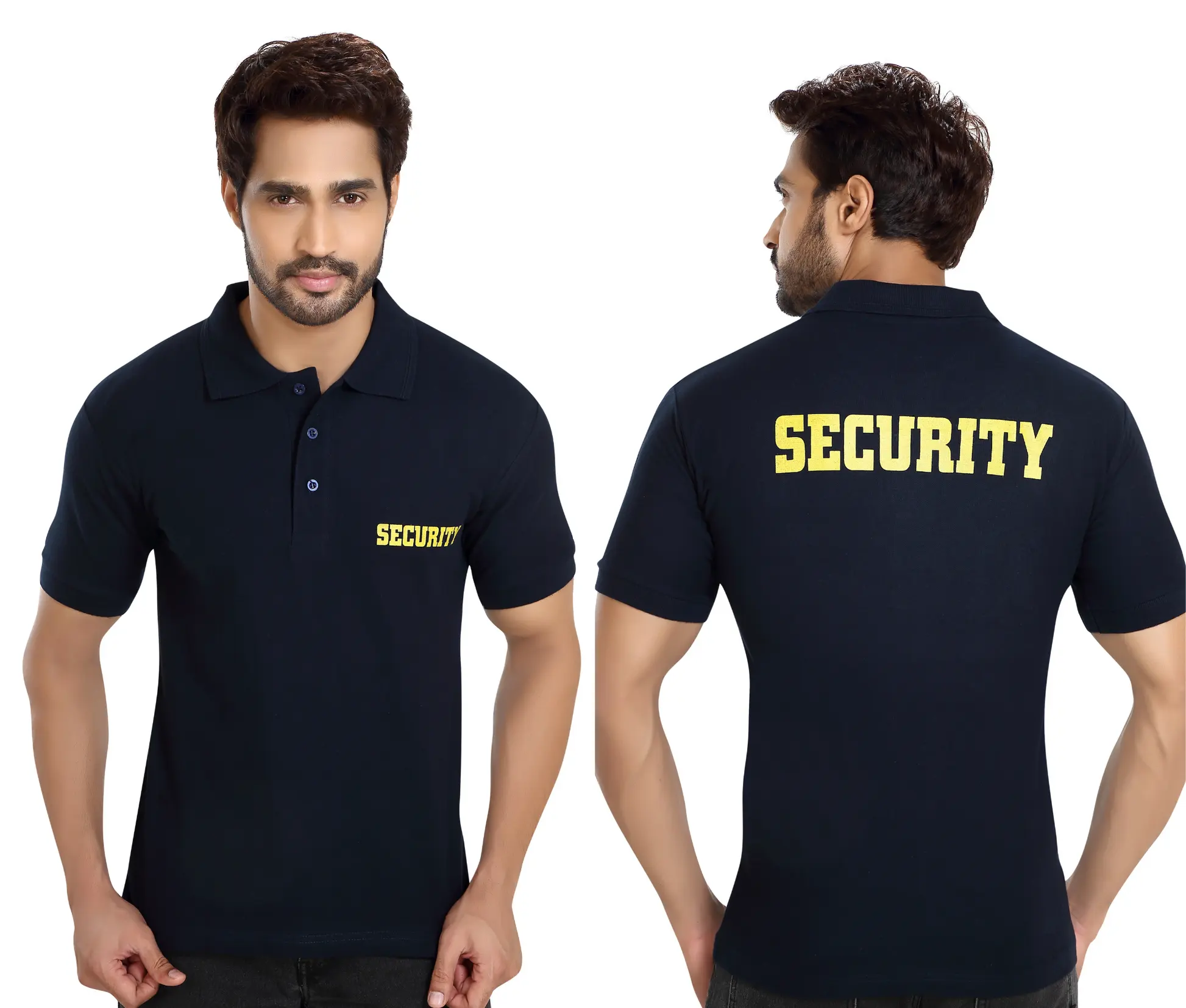 Polo di sicurezza nera t-Shirt personalizzata ricamata t-Shirt Polo di alta qualità personale della guardia di sicurezza uniforme semplice per gli uomini