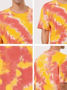 Camiseta de punto tie-dye para hombre, corte ajustado, moderna, lisa, cuello redondo, manga corta, transpirable, cómoda, de tela orgánica. - Product Image 6